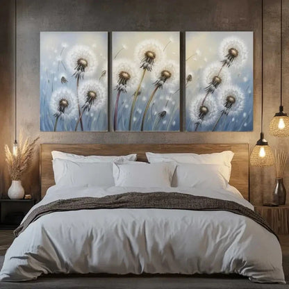 3pcs Dandelion  Natural Landscape Painting Metal Print Ready to Hang Art - Bella Home Decor
