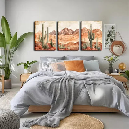 3pcs Relaxing, Desert Cactus Wall Art Canvas Unframed - High Quality Print 100% Australian Made Wall Canvas