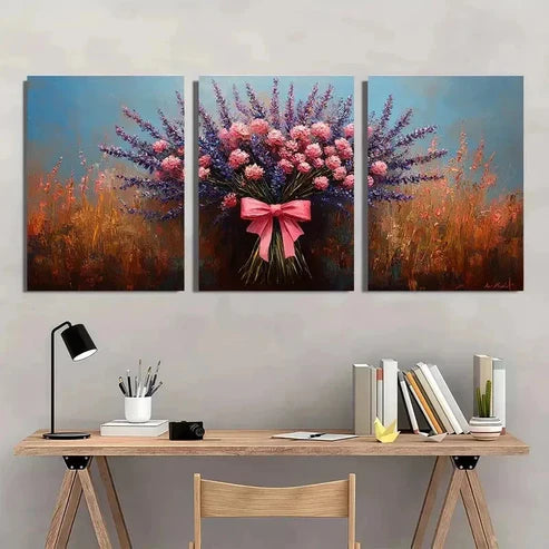 3pcs Wildflowers Bouquet Décor Floral Wall Art Canvas Unframed - High Quality Print 100% Australian Made Wall Canvas
