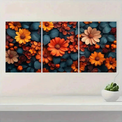 3pcs Fall Flower Nature Colorful Perfect Wall Art Set Canvas Framed 60x90cm - High Quality Print 100% Australian Made Wall Canvas Ready to Hang
