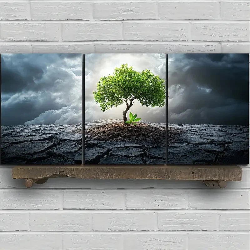 3pcs Plant with Great Vitality Nature Scenery Metal Print Ready to Hang Art - Bella Home Decor