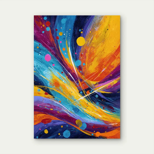 Abstract Painting with Vibrant Colors 60x90cm Metal Print Ready to Hang
