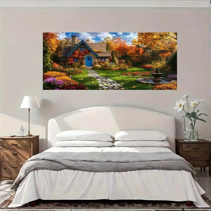 Nature House Autumn Wall Art Canvas Office Home Room Framed 120x60cm