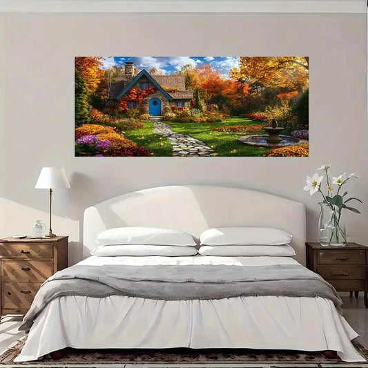 Nature House Autumn Wall Art Canvas Office Home Room Framed 120x60cm