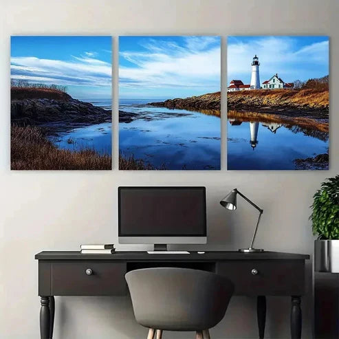 3pcs Lighthouse & Shoreline Nature Décor Perfect Wall Art Canvas Unframed – High Quality Print 100% Australian Made Wall Canvas