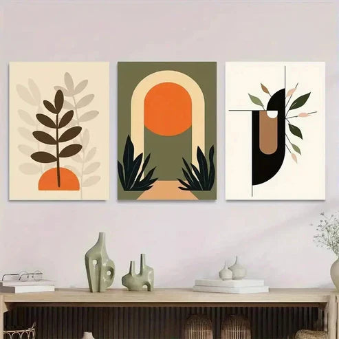3pcs Modern Abstract Boho Style Wall Art Set Canvas Unframed - High Quality Print 100% Australian Made Wall Canvas