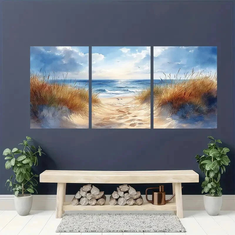 3pcs Adorable White Rabbit Realistic Oil Painting Metal Print Ready to Hang Art - Bella Home Decor