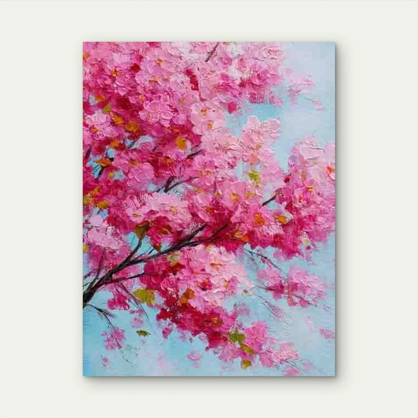 Cherry Blossom Oil Painting 40x60cm Metal Print Ready to Hang
