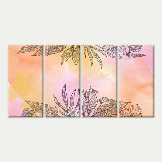 4pcs Modern Abstract Pastel Watercolour Pink Wall Art Canvas Framed 45x80cm - High Quality Print 100% Australian Made Wall Canvas Ready to Hang