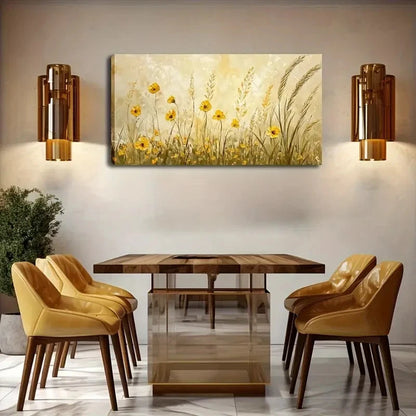 Vibrant Yellow and Green Wall Art canvas office home room framed 120x60cm - Bella Home Decor