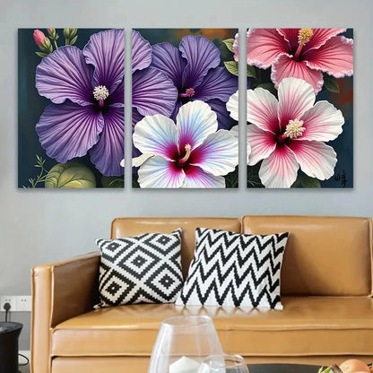 3pcs Beautiful Flowers Painting Wall Art Set Canvas Framed 60x90cm - High Quality Print 100% Australian Made Wall Canvas Ready to Hang - Bella Home Decor