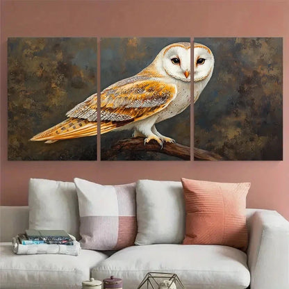 3pcs Barn Owl Bird Animal Portrait Metal Print Ready to Hang Art - Bella Home Decor