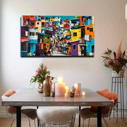 Vibrant Beachside House Wall Art Canvas Office Home Room Framed 120x60cm