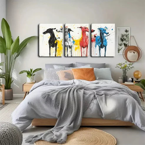 3pcs Graffiti Style, Four Cute Dogs Wall Art Canvas Unframed - High Quality Print 100% Australian Made Wall Canvas