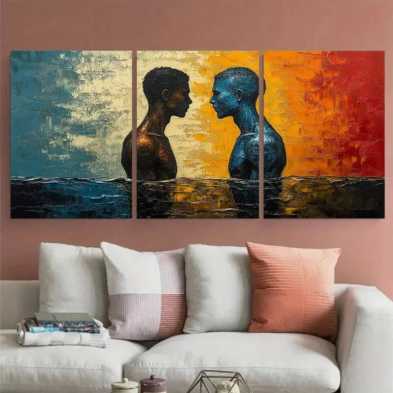3pcs Vibrant Male Bodies Impasto Men's Body Metal Print Ready to Hang Art - Bella Home Decor