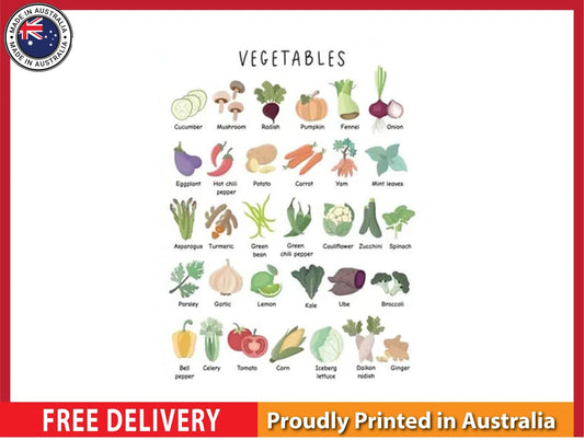 NEW (LAMINATED) Vegetables (61X91CM) Educational CHART PICTURE PRINT