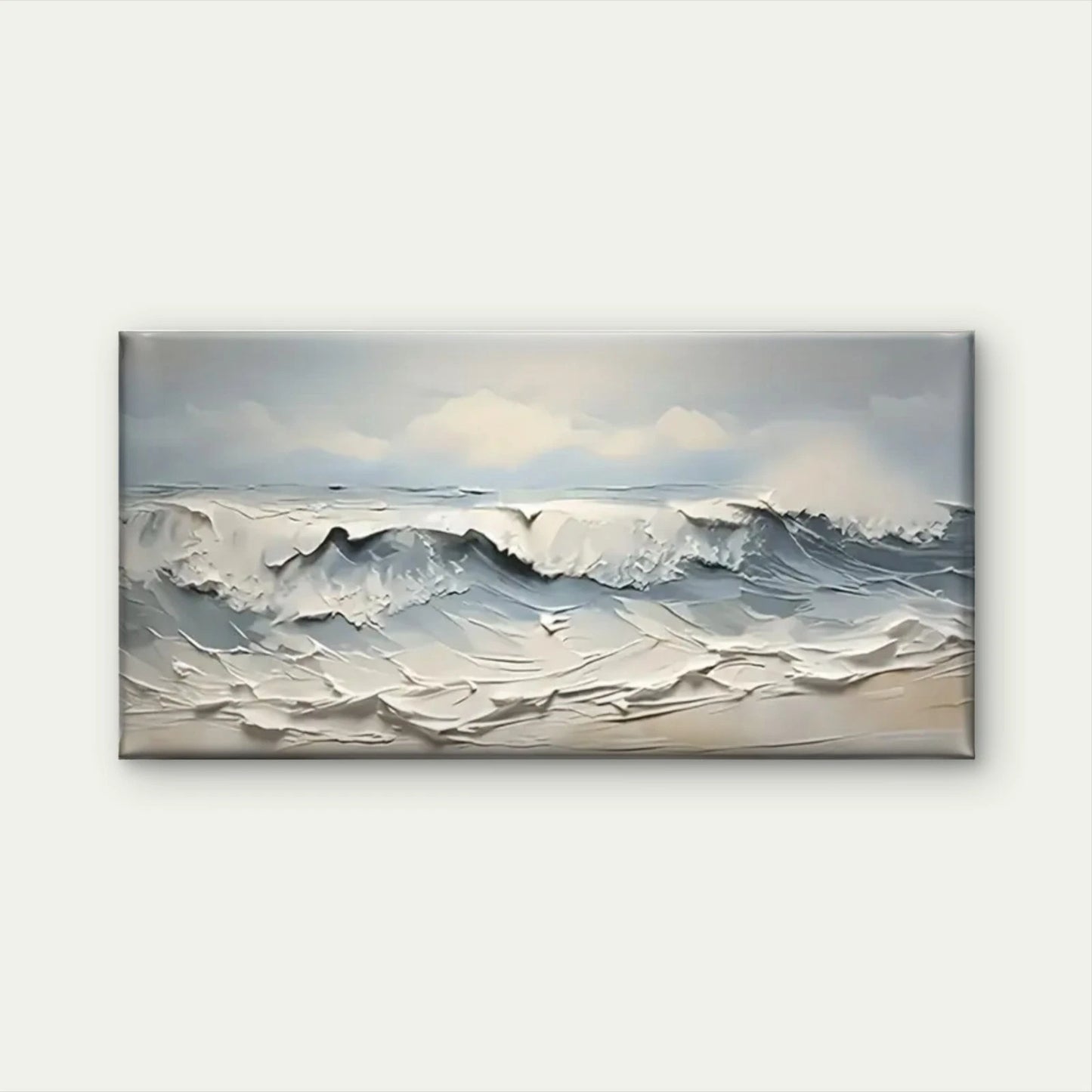 Waves Beach Abstract Wall Art Canvas Office Home Room Framed 120x60cm