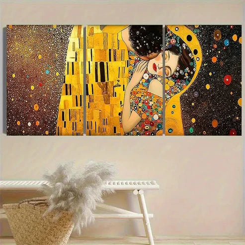 3pcs Glittering Woman And Eiffel Tower Mosaic Wall Art Canvas Unframed - High Quality Print 100% Australian Made Wall Canvas - Bella Home Decor