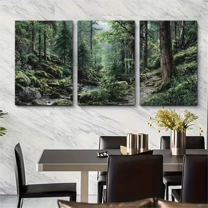 3pcs Mountain Forest Photography Panels Metal Print Ready to Hang Art