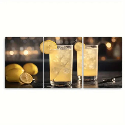 3pcs French 75 Cocktail Retro Bar Classic Liquor Wall Art Canvas Unframed - High Quality Print 100% Australian Made Wall Canvas - Bella Home Decor