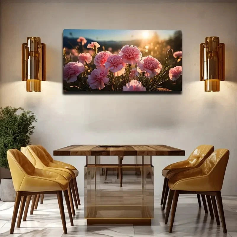 Pink Flowers Beautifully Wall Art Canvas Office Home Room Framed 120x60cm