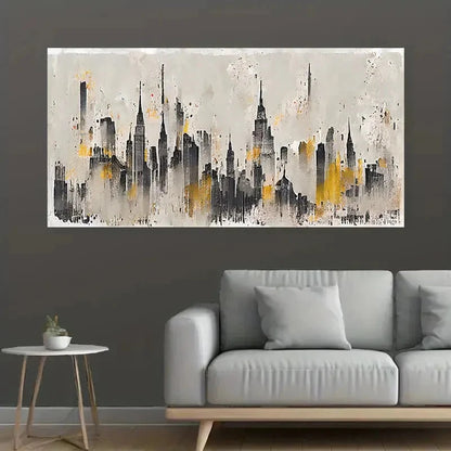 Modern Cityscape Mural Neutral Wall Art Canvas Office Home Room Framed 120x60cm