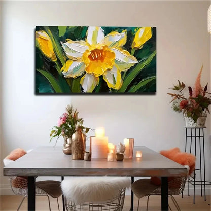 Yellow Lilies Modern Wall Art Canvas Office Home Room Framed 120x60cm