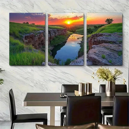 3pcs Oklahoma Travel Decor Landscapes Perfect Wall Art Set Canvas Framed 50x70cm - High Quality Print 100% Australian Made Wall Canvas Ready to Hang