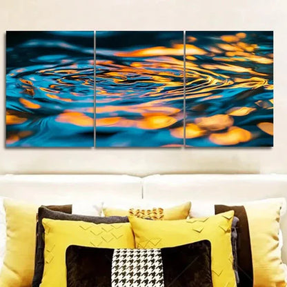 3pcs Blue & Orange Water Reflections Wall Art Set Wall Art Canvas Unframed – High Quality Print 100% Australian Made Wall Canvas - Bella Home Decor