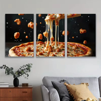 3pcs Sliced Pizza, Metal Print Ready to Hang Art - Bella Home Decor