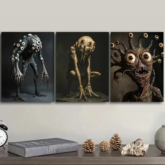 3pcs Eye monster Art Painting Metal Print Ready to Hang Art