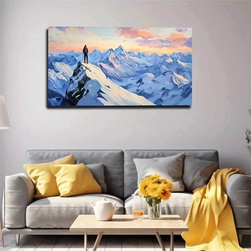 People On Snow-Capped Mountains Wall Art Canvas Office Home Room Framed 120x60cm