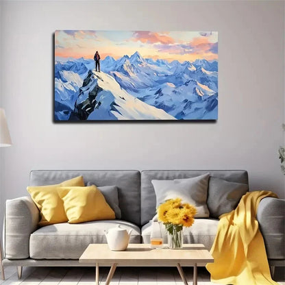 People On Snow-Capped Mountains Wall Art Canvas Office Home Room Framed 120x60cm