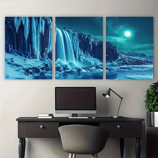 3pcs Nordic Minimalist Winter Scene Metal Print Ready to Hang Art