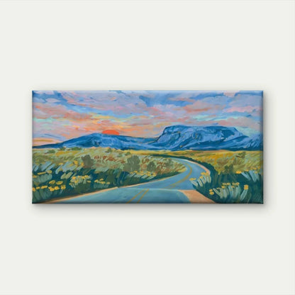 Abstract Mountain Road Sunset Wall Art Canvas Office Home Room Framed 120x60cm