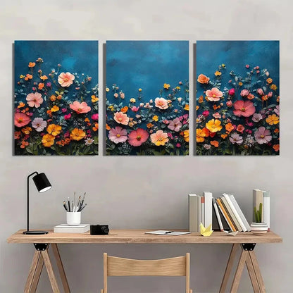 3pcs Vibrant Wildflower Floral Art Prints Metal Print Ready to Hang Art - Bella Home Decor