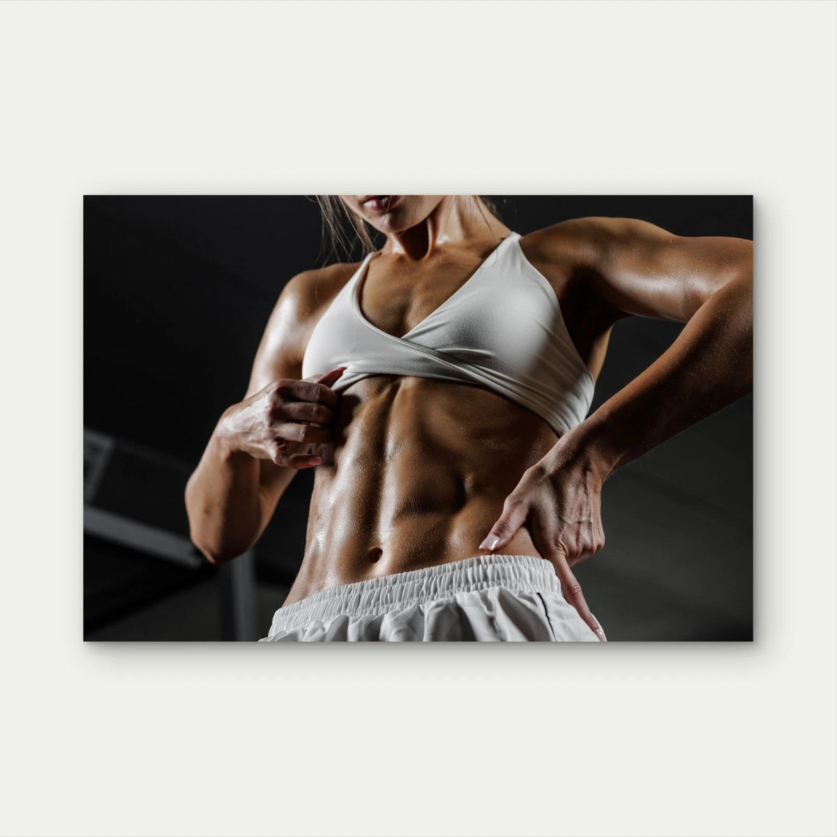 Woman Ripped Abs Fitness Physique 5mm thick Plastic Poster Ready to Hang 90x60cm