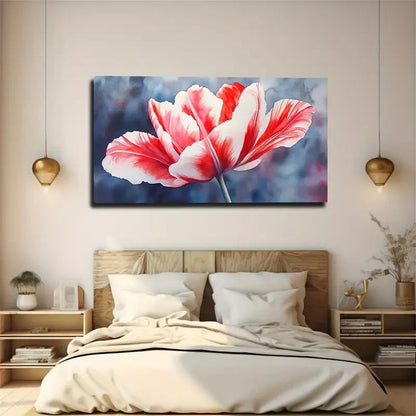 Vibrant Red Tulips Modern Wall Art Canvas Office Home Room Framed 120x60cm