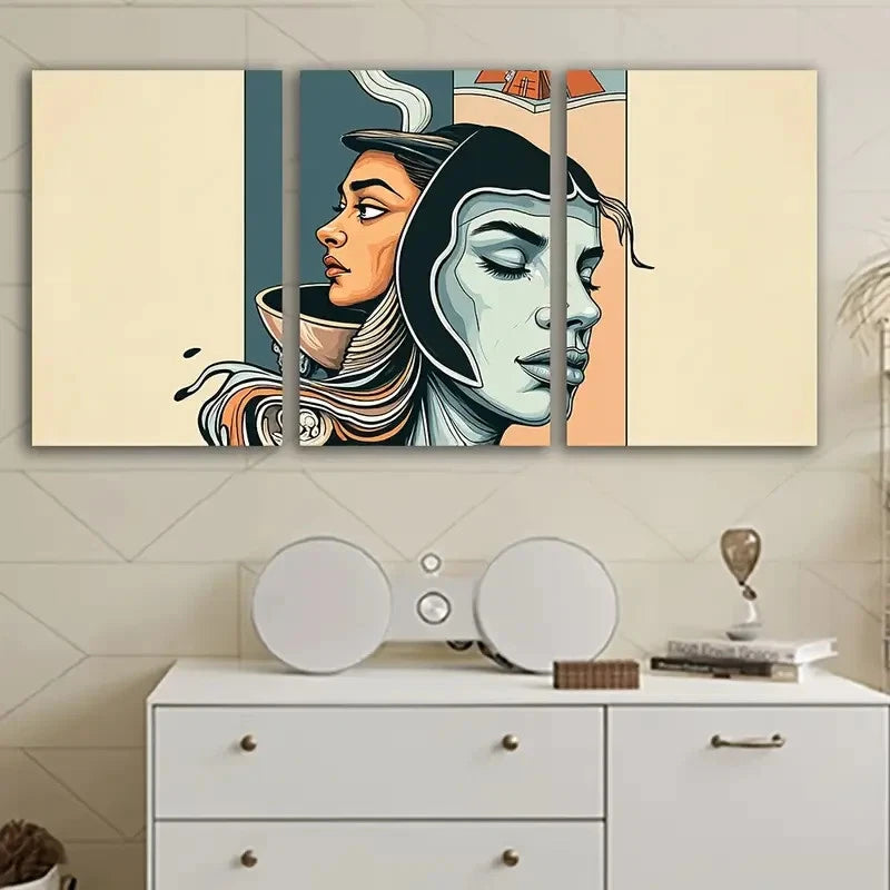 3pcs Few People Standing Wall Art Set Canvas Framed 40x60cm - High Quality Print 100% Australian Made Wall Canvas Ready to Hang