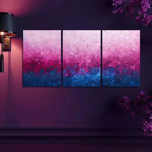 3pcs Vibrant Pink & Blue Gradient Wall Art Set Canvas Framed 50x70cm - High Quality Print 100% Australian Made Wall Canvas Ready to Hang