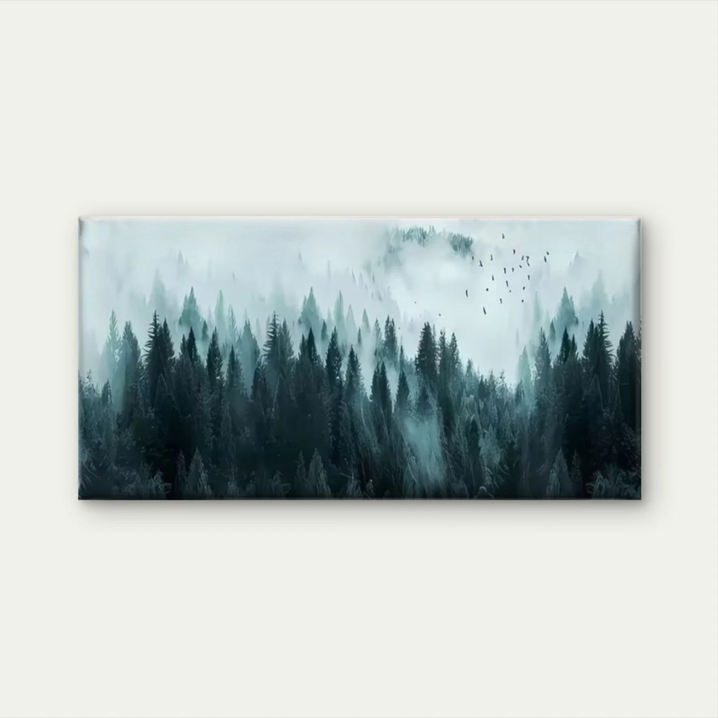 Teal & Green Misty Mountain Wall Art Canvas Office Home Room Framed 120x60cm