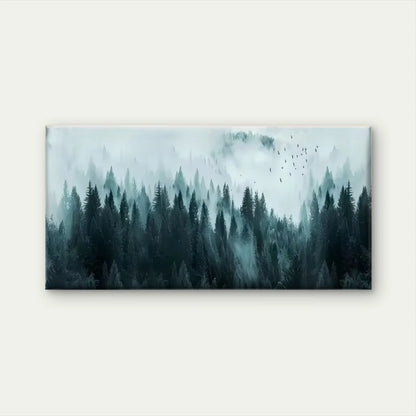 Teal & Green Misty Mountain Wall Art Canvas Office Home Room Framed 120x60cm