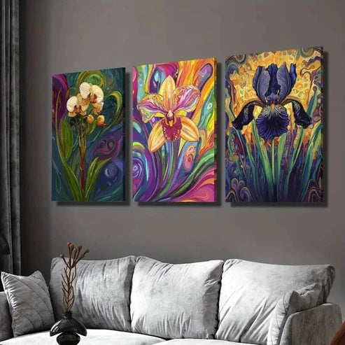 3pcs Colorful Tropical Flowers and Exotic Plants  Wall Art Set Canvas Unframed - High Quality Print 100% Australian Made Wall Canvas - Bella Home Decor