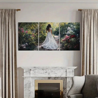 3pcs Bride In Garden Vegetation Floral Metal Print Ready to Hang Art - Bella Home Decor