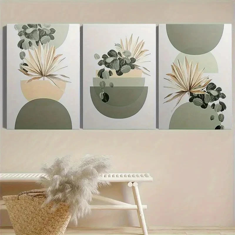 3pcs Abstract Minimalist Style Painting Metal Print Ready to Hang Art - Bella Home Decor