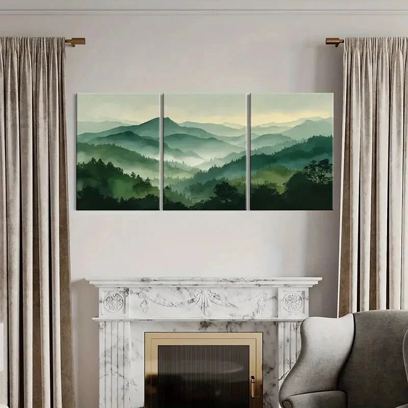 3pcs Mountain Landscape Forest View Nature Scenery Metal Print Ready to Hang Art - Bella Home Decor