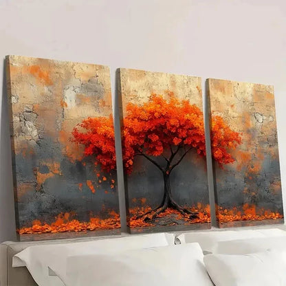 3pcs Autumn Tree Seasonal Fall Decor Art Wall Art Set Canvas Unframed - High Quality Print 100% Australian Made Wall Canvas