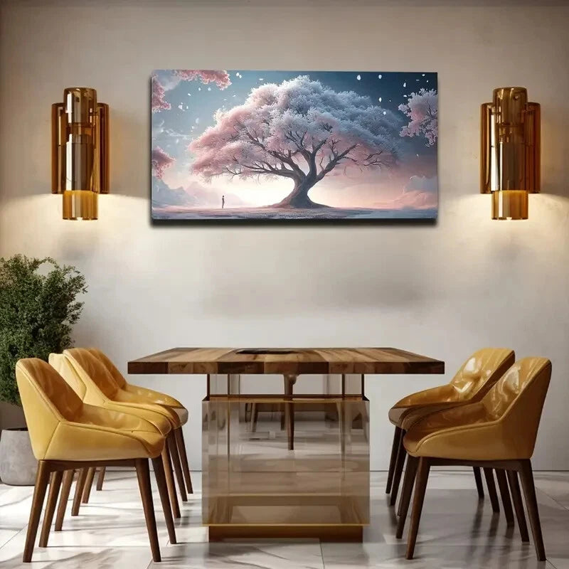 Serene Cherry Blossom Tree Wall Art Canvas Office Home Room Framed 120x60cm - Bella Home Decor