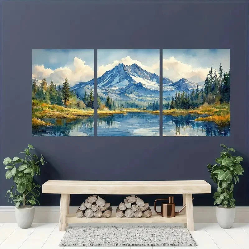 3pcs Oregon Art Inspired Landscape Painting Metal Print Ready to Hang Art - Bella Home Decor