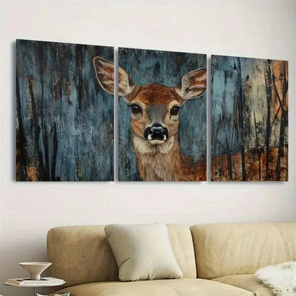 3pcs Urban Deer Wall Art Set Canvas Framed 60x90cm - High Quality Print 100% Australian Made Wall Canvas Ready to Hang